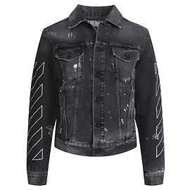 Off White Off-White Paint Splattered Denim Jacket Grey