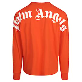 Palm Angels-Palm Angels Langarm-Logo-T-Shirt-Orange