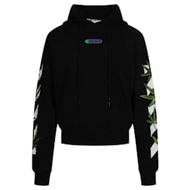 Off White Sudadera con capucha con estampado de flechas blanquecinas Negro