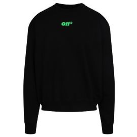 Off White Pullover mit Rundhalsausschnitt und cremefarbenem Logo Schwarz