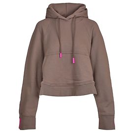 Off White Pull à capuche et logo blanc cassé Marron
