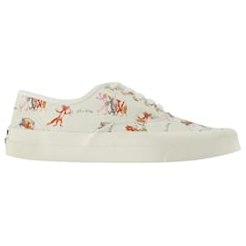 Autre Marque-Oly Flower Fox Sneakers in White Cotton-White