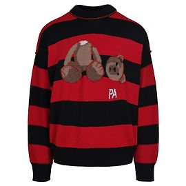 Gestreifter Pullover von Palm Angels mit gebrochenem Bären Mehrfarben