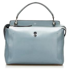 Fendi-fendi Leather Dotcom Bag blue-Blue