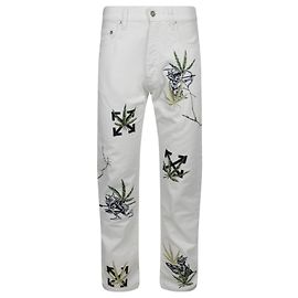 Off White Calça jeans off-white Weed Skate Fit Branco