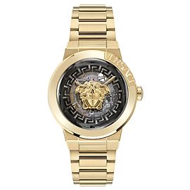 Relógio Automático Skeleton Versace Medusa Infinite Edição Limitada Dourado Metálico