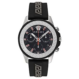 Orologio Versace Greca Action Crono Silicone Argento Metallico