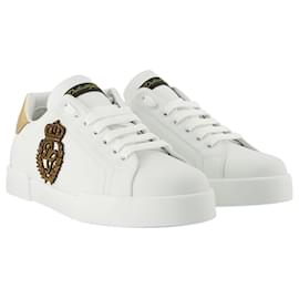 Dolce & Gabbana-Portofino Sneakers - Dolce & Gabbana - White/Gold - Alligator-White