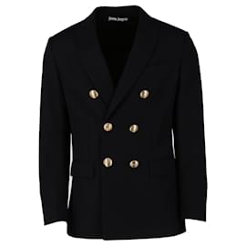 Palm Angels-Palm Angels Palm Tree-Embroidered Blazer-Blue