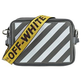 Off White Bolsa transversal de couro com listras diagonais off-white Multicor