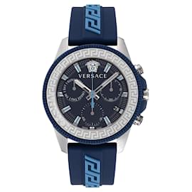 Versace-Relógio Versace Greca Action Chrono Silicone-Prata,Metálico