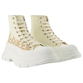 Alexander Mcqueen-Tread Slick Sneakers - Alexander Mcqueen - Schwarz/Weiß - Leder-Mehrfarben