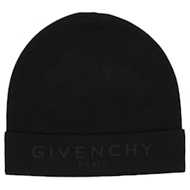 Givenchy-Givenchy Printed Logo Cashmere Beanie-Black