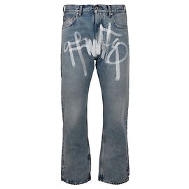 Off White Calça jeans off-white Graffiti Skate Fit Azul