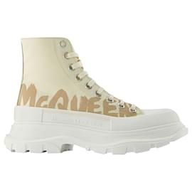 Alexander Mcqueen-Tread Slick Sneakers - Alexander Mcqueen - Black/White - Leather-Other,Python print