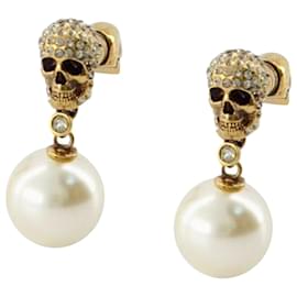 Alexander Mcqueen-Pearl N Skull Earring - Alexander Mcqueen - Gold/Pearl - Metal-Multiple colors