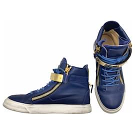 Giuseppe Zanotti-Zapatillas altas Zanotti de piel azul-Azul