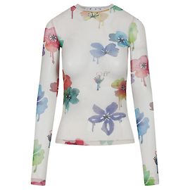 Off White Off-White Floral Mesh Langarm Mehrfarben