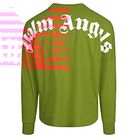 Palm Angels-Palm Angels Long Sleeve Logo T-Shirt-Orange