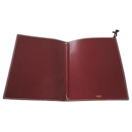 Hermès Burgundy leather weekly protector. Dark red