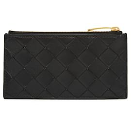 Bottega Veneta-PORTA CARTE INTRECCIATO NERO-Nero