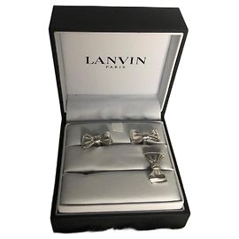 Conjunto de abotoaduras e prendedor de gravata Lanvin prata Prata
