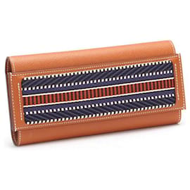 Hermès-Hermes Passant Longue Wallet Leather Long Wallet in Excellent condition-Brown