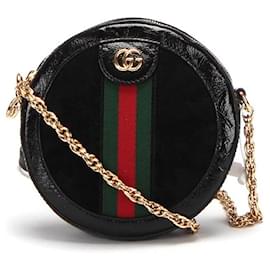 Gucci-Mini bolsa de ombro redonda de camurça Ophidia 550618-Preto