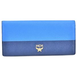 MCM Leather Long Wallet Blue