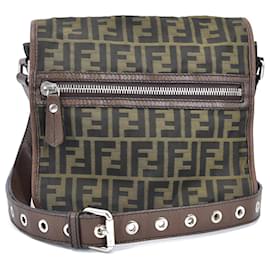 Fendi-FF Motif Canvas Messenger Bag-Green