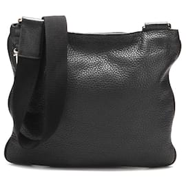 Bally-Leather Messenger Bag-Black