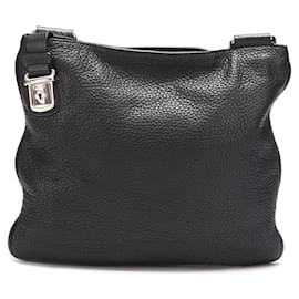 Bally-Leather Messenger Bag-Black