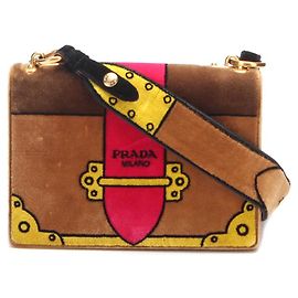 Bolsa transversal Prada Velluto Ricamo Cahier em camurça em bom estado Marrom