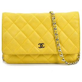 Chanel-Chanel null Leather Crossbody Bag  h14371 in Fair condition-Yellow