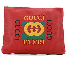 Gucci-Saco de embreagem de couro-Vermelho