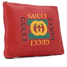 Gucci-Leather Clutch Bag-Red