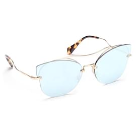 Miu Miu-Mirrored Cat Eye Sunglasses-Golden