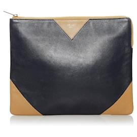 Céline-Leather Clutch Bag-Black