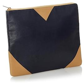 Céline-Leather Clutch Bag-Black