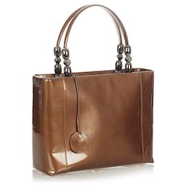 Dior-Malice Patent Leather Handbag-Brown