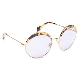 Miu Miu-Óculos de sol redondos de tartaruga-Dourado