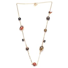 Louis Vuitton-Crystal, Resin, & Wood LV Ball Charm Necklace-Multiple colors