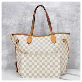Louis Vuitton-Damier Azur Neverfull MM with Pouch-White