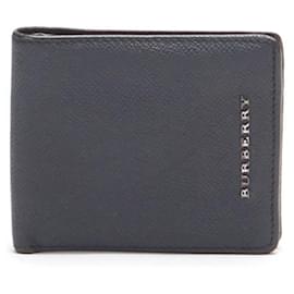 Burberry-Leather Bifold Wallet-Blue