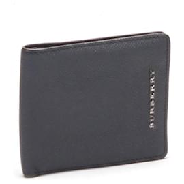 Burberry-Leather Bifold Wallet-Blue