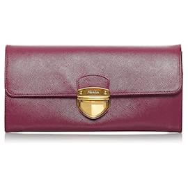 Prada-Saffiano Long Wallet-Purple