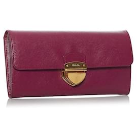 Prada-Saffiano Long Wallet 1M1037-Purple