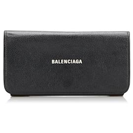 Balenciaga-Logo Leather Wallet-Black