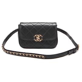 Chanel-Quilted Chain Infinity Waist Bag-Black
