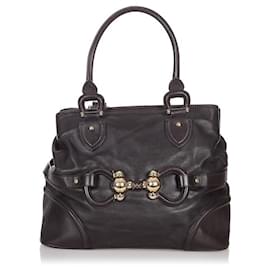 Burberry-Leather Tote Bag-Brown